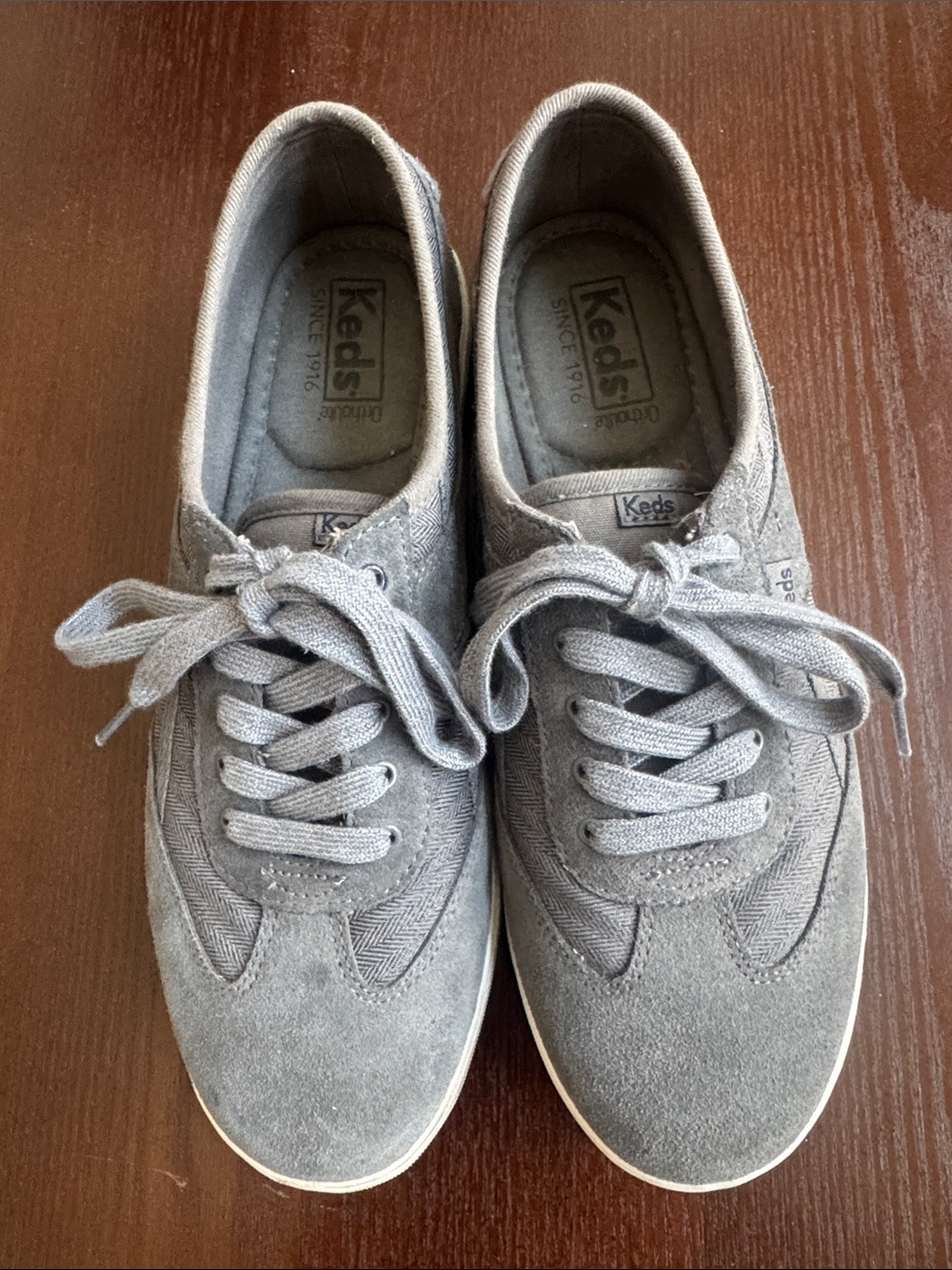 Keds Women's Gray Lace-Up Suede Sneakers